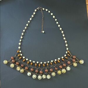 Anthropologie Brown and Cream Beaded Necklace